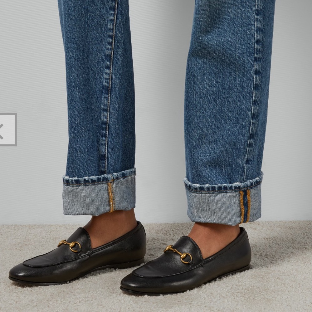 WOMEN'S GUCCI JORDAAN LEATHER LOAFER 38.5